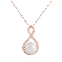 Sterling Silver Rose gold plated Infinity Pendant with Pearl